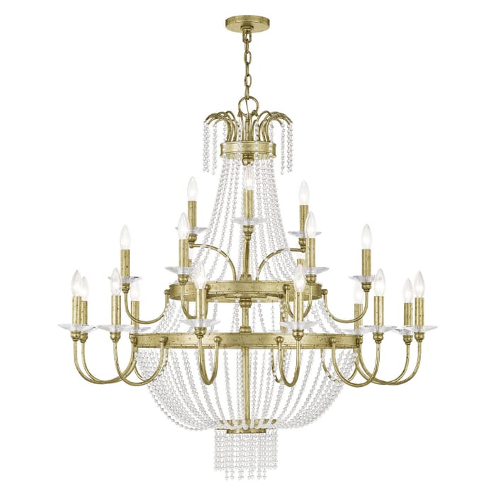 Valentina 21-Light Foyer Chandelier in Hand Applied Winter Gold Valentina 21-Light Foyer Chandelier in Hand Applied Winter Gold
