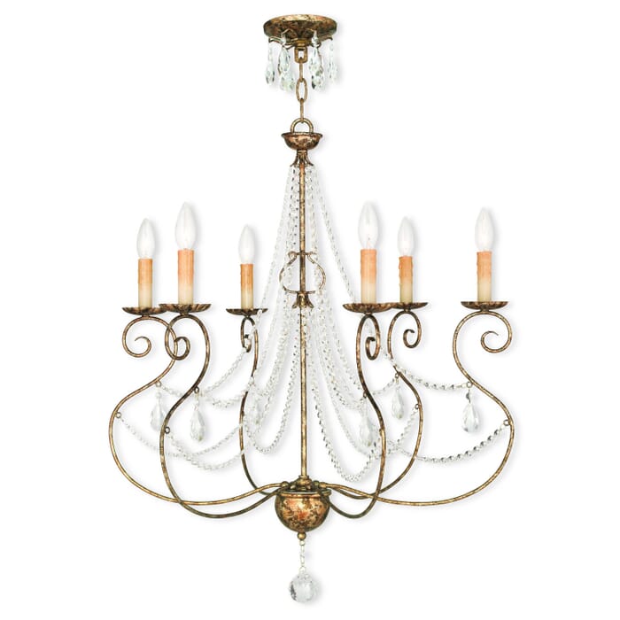 Isabella 6-Light Chandelier in Hand Applied European Bronze Isabella 6-Light Chandelier in Hand Applied European Bronze