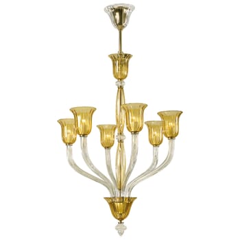 Cyan Design Vetrai 31" 6-Light Clear/Amber Glass Chandelier in Gold