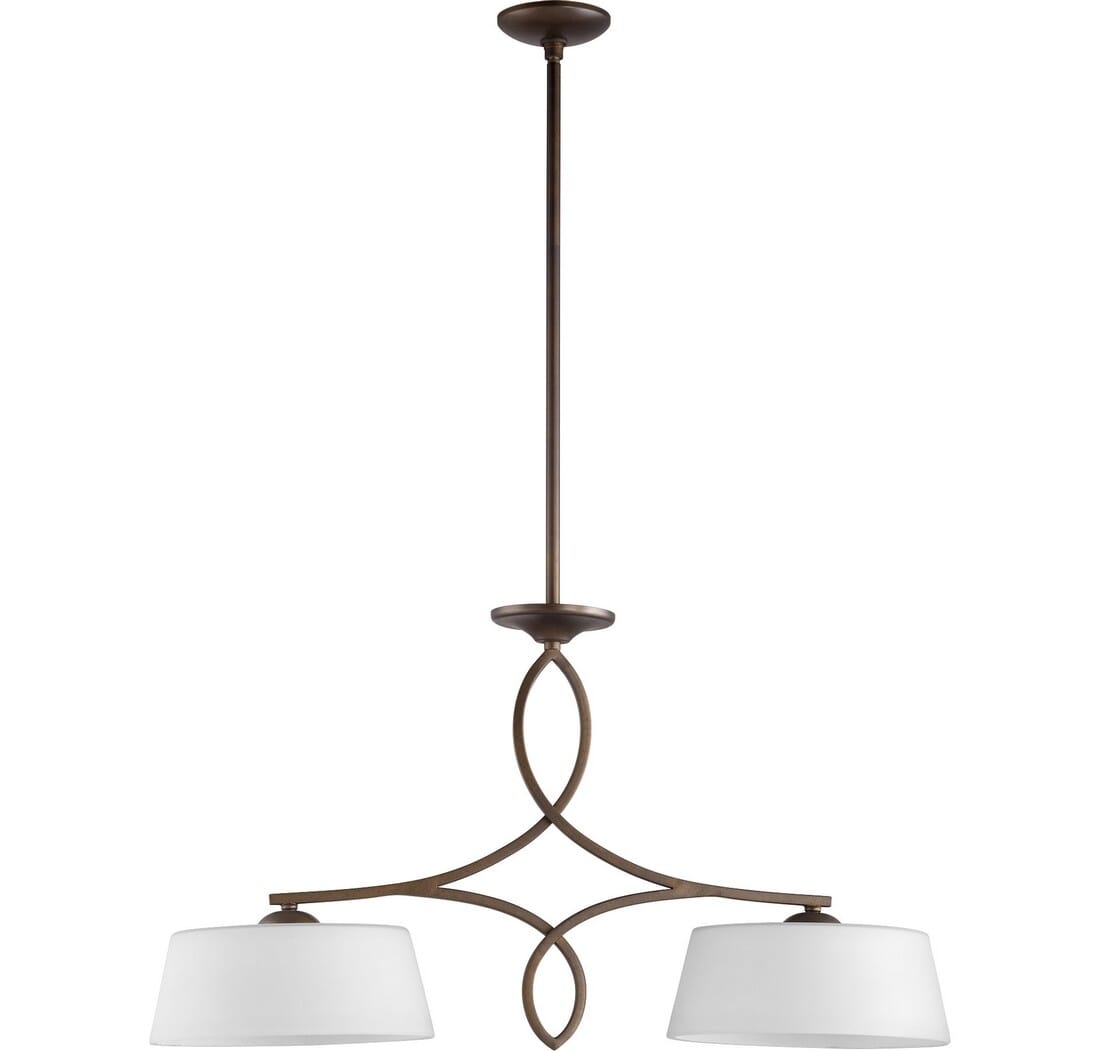 Quorum Willingham 2-Light 12" Ceiling Island Light in Oiled Bronze with Satin Opal
