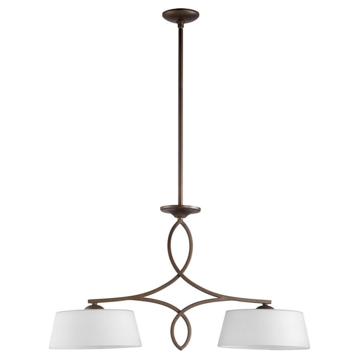 Quorum Willingham 2-Light 12" Ceiling Island Light in Oiled Bronze with Satin Opal Quorum Willingham 2-Light 12" Ceiling Island Light in Oiled Bronze with Satin Opal