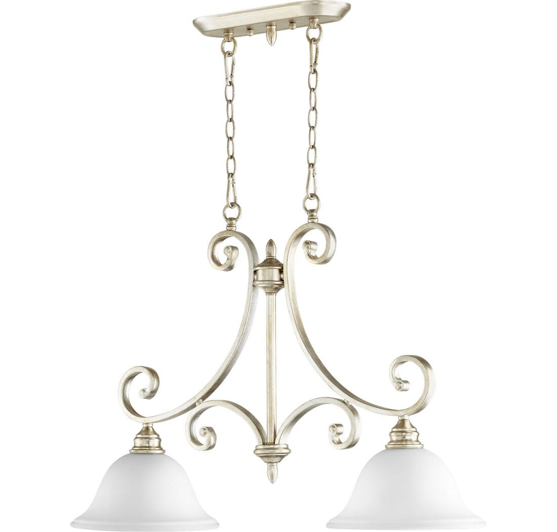 Quorum Bryant 2-Light 10" Ceiling Island Light in Aged Silver Leaf