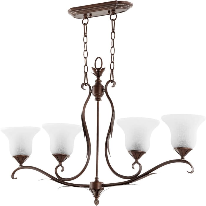 Quorum Flora 4-Light 7" Ceiling Island Light in Vintage Copper with White Linen Quorum Flora 4-Light 7" Ceiling Island Light in Vintage Copper with White Linen