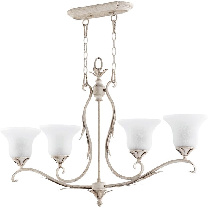 Quorum Flora 4-Light 7" Ceiling Island Light in Persian White with White Linen Quorum Flora 4-Light 7" Ceiling Island Light in Persian White with White Linen