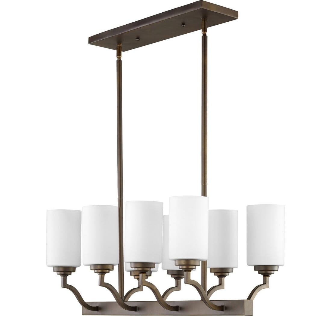Quorum Atwood 8-Light 13" Ceiling Light in Oiled Bronze with Satin Opal