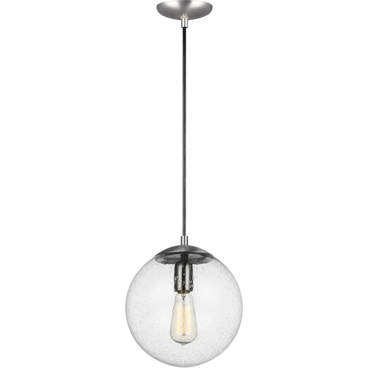 Sea Gull Leo - Hanging Globe 11" Pendant Light in Satin Aluminum