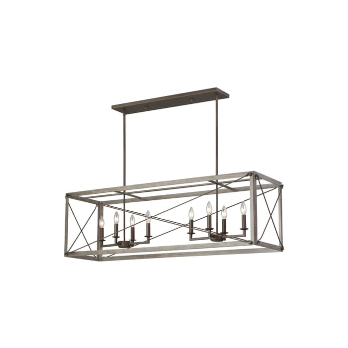 Sea Gull Thornwood 8-Light LED Kitchen Island Light in Washed Pine Sea Gull Thornwood 8-Light LED Kitchen Island Light in Washed Pine