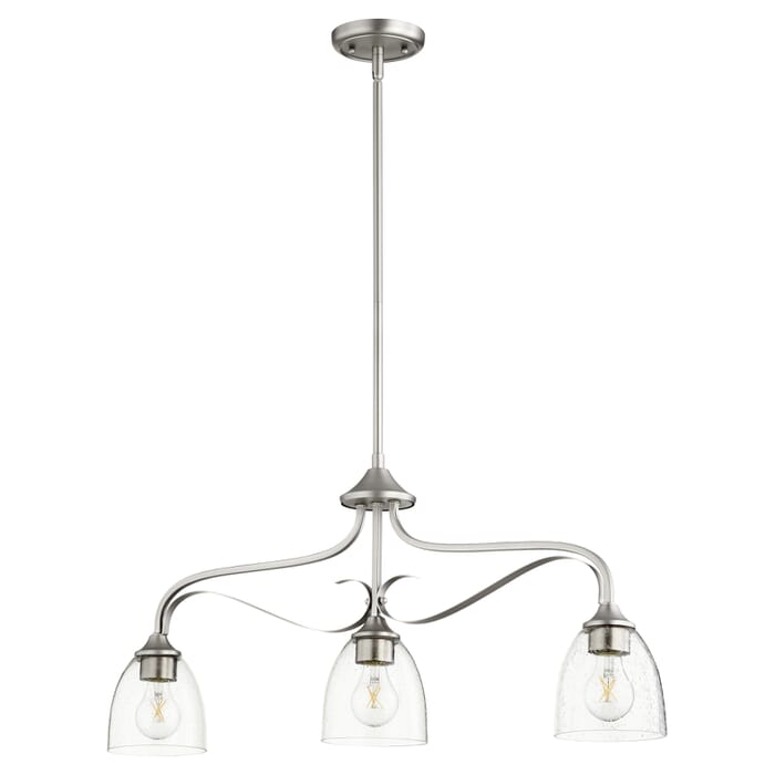 Quorum Jardin 3-Light 6" Kitchen Island Light in Satin Nickel with Quorum Jardin 3-Light 6" Kitchen Island Light in Satin Nickel with