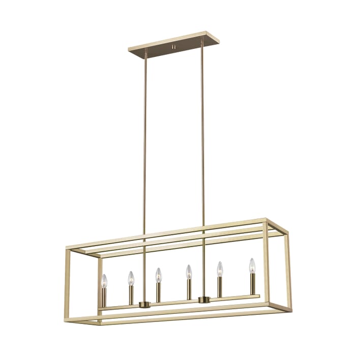 Moffet Street 6-Light Island Pendant in Satin Brass Moffet Street 6-Light Island Pendant in Satin Brass