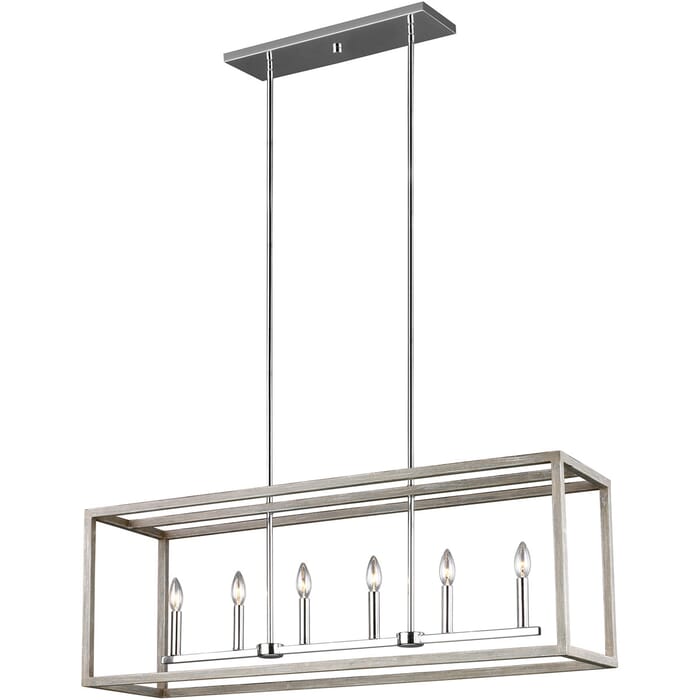 Sea Gull Moffet Street 6-Light 15" Pendant Light in Washed Pine Sea Gull Moffet Street 6-Light 15" Pendant Light in Washed Pine