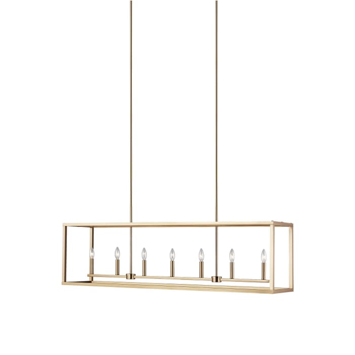 Moffet Street 7-Light Island Pendant in Satin Brass Moffet Street 7-Light Island Pendant in Satin Brass