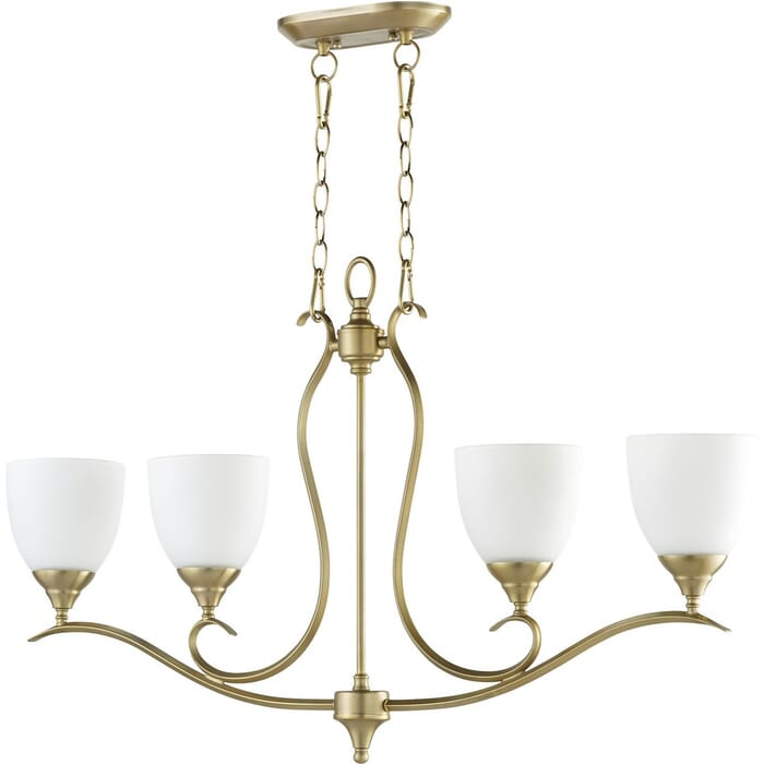 Quorum Flora 4-Light 6" Ceiling Island Light in Aged Brass Quorum Flora 4-Light 6" Ceiling Island Light in Aged Brass