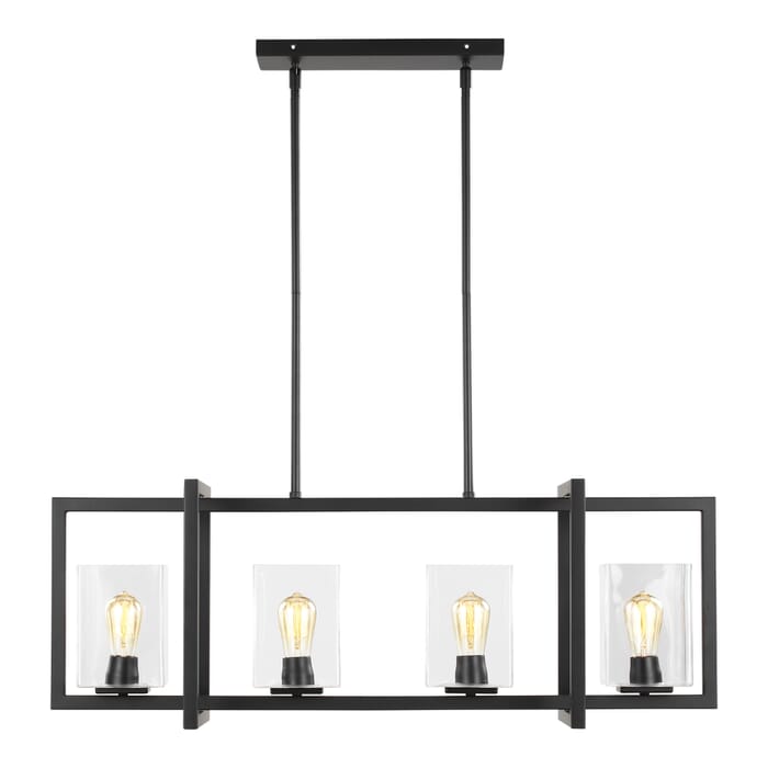 Sea Gull Mitte 4-Light Kitchen Island Light in Midnight Black Sea Gull Mitte 4-Light Kitchen Island Light in Midnight Black