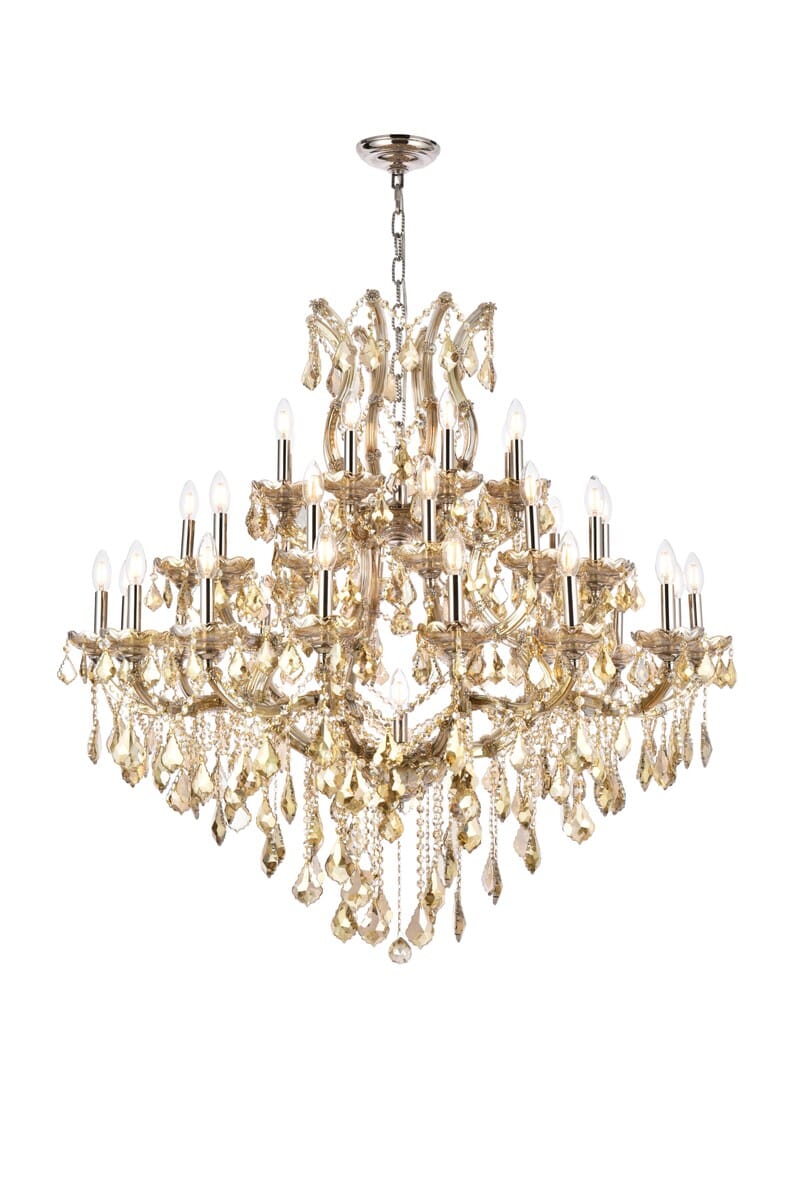 Maria Theresa 37-Light 3Chandelier in Golden Teak