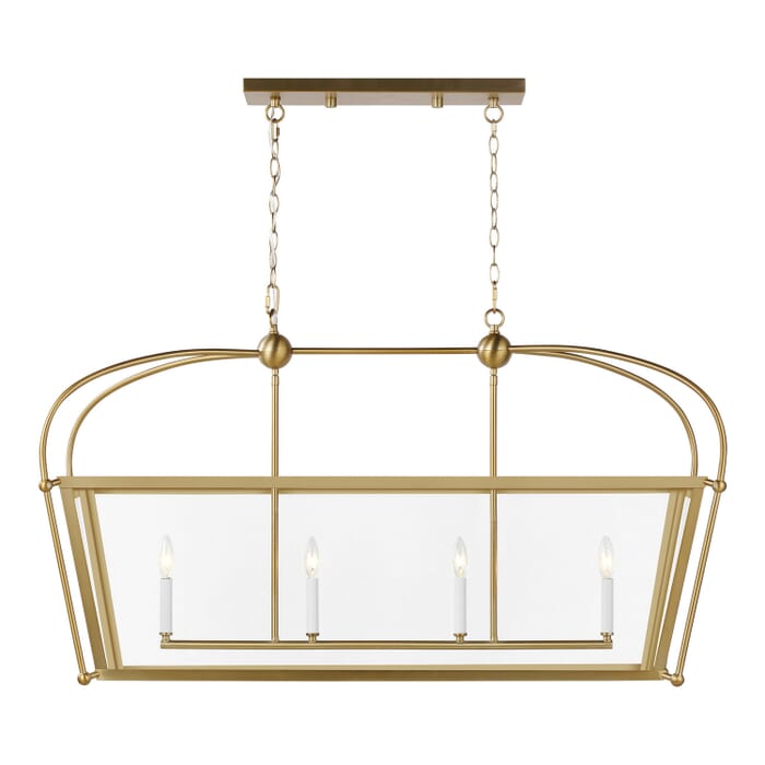 Charleston 4-Light Linear Foyer Light in Satin Brass Charleston 4-Light Linear Foyer Light in Satin Brass