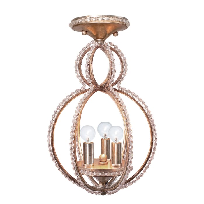 Crystorama Garland 3-Light 10" Ceiling Light in Distressed Twilight with Hand Cut Crystal Beads Crystals Crystorama Garland 3-Light 10" Ceiling Light in Distressed Twilight with Hand Cut Crystal Beads Crystals