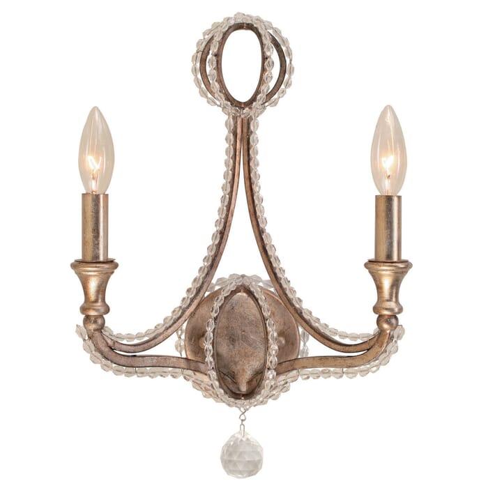 Crystorama Garland 2-Light 17" Wall Sconce in Distressed Twilight with Hand Cut Crystal Beads Crystals Crystorama Garland 2-Light 17" Wall Sconce in Distressed Twilight with Hand Cut Crystal Beads Crystals