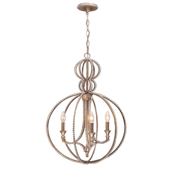 Crystorama Garland 3-Light 29" Mini Chandelier in Distressed Twilight with Hand Cut Crystal Beads Crystals Crystorama Garland 3-Light 29" Mini Chandelier in Distressed Twilight with Hand Cut Crystal Beads Crystals