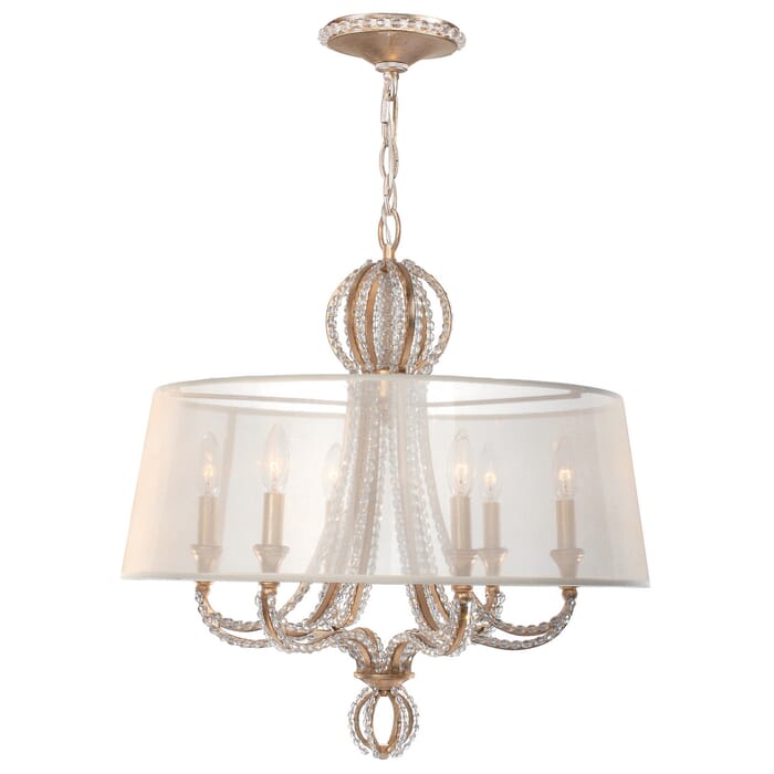 Crystorama Garland 6-Light 25" Transitional Chandelier in Distressed Twilight with Hand Cut Crystal Beads Crystals Crystorama Garland 6-Light 25" Transitional Chandelier in Distressed Twilight with Hand Cut Crystal Beads Crystals