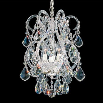 Schonbek Olde World 4-Light Chandelier in Silver with Clear Crystals From Swarovski Crystals