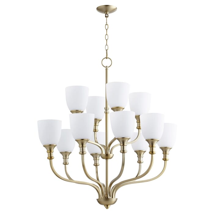 Quorum Richmond 12-Light Transitional Chandelier in Aged Brass Quorum Richmond 12-Light Transitional Chandelier in Aged Brass