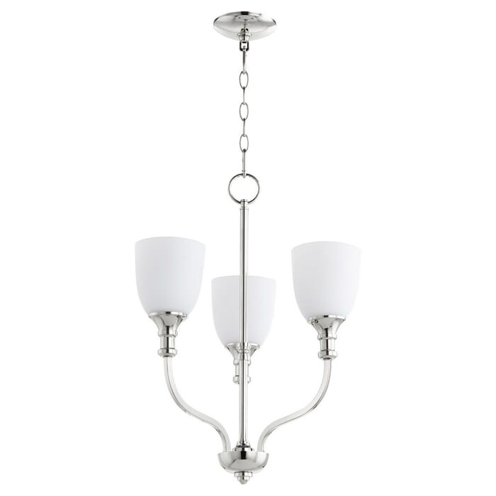 Quorum Richmond 3-Light Transitional Chandelier in Polished Nickel Quorum Richmond 3-Light Transitional Chandelier in Polished Nickel