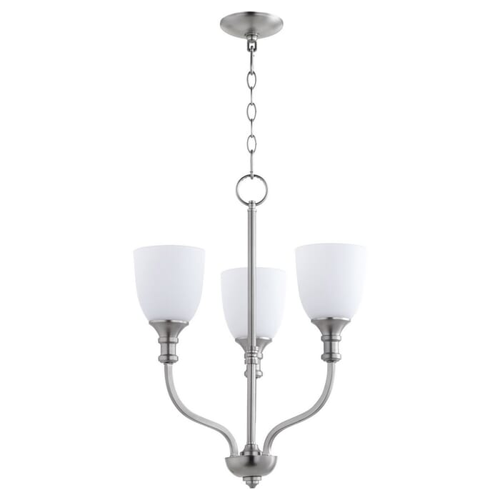 Quorum Richmond 3-Light Transitional Chandelier in Satin Nickel Quorum Richmond 3-Light Transitional Chandelier in Satin Nickel
