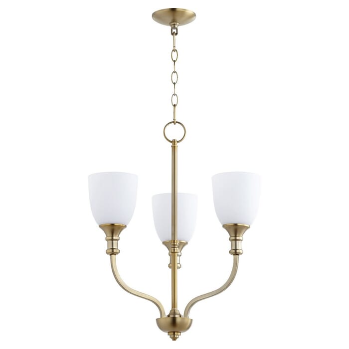 Quorum Richmond 3-Light Transitional Chandelier in Aged Brass Quorum Richmond 3-Light Transitional Chandelier in Aged Brass