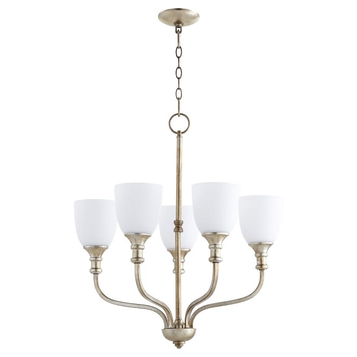 Quorum Richmond 5-Light Transitional Chandelier in Aged Silver Leaf Quorum Richmond 5-Light Transitional Chandelier in Aged Silver Leaf