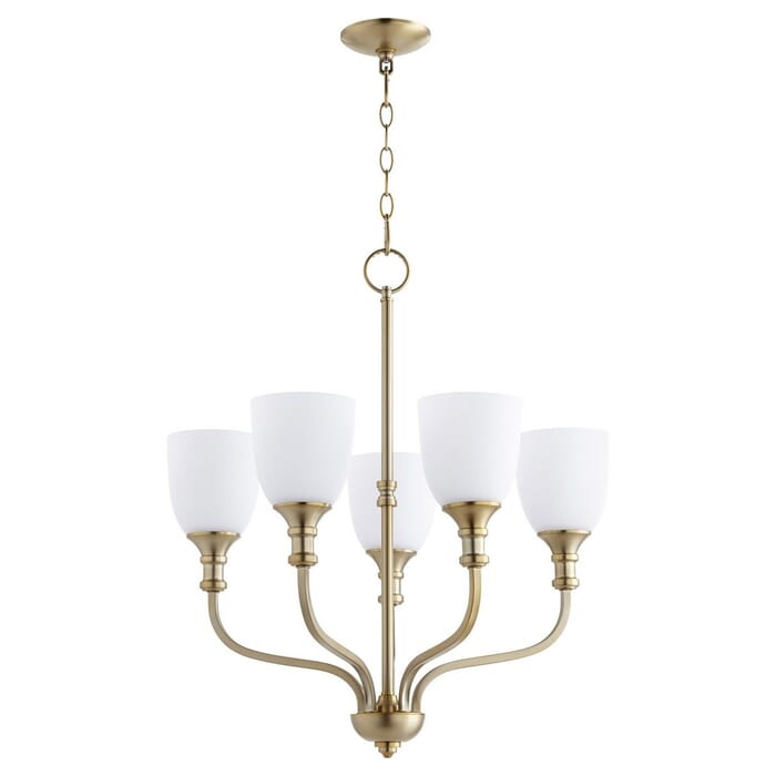 Quorum Richmond 5-Light Transitional Chandelier in Aged Brass Quorum Richmond 5-Light Transitional Chandelier in Aged Brass