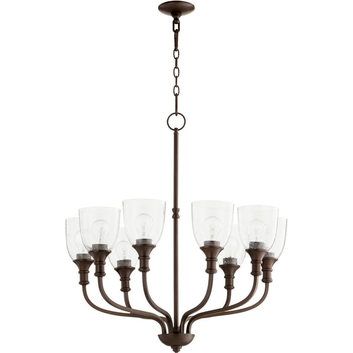 Quorum Richmond 8-Light Transitional Chandelier in Oiled Bronze with Quorum Richmond 8-Light Transitional Chandelier in Oiled Bronze with