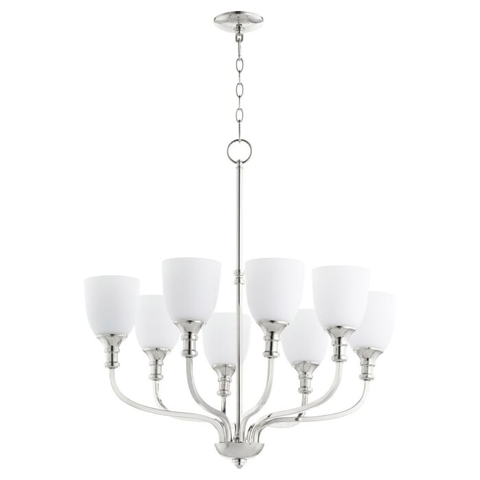 Quorum Richmond 8-Light Transitional Chandelier in Polished Nickel Quorum Richmond 8-Light Transitional Chandelier in Polished Nickel