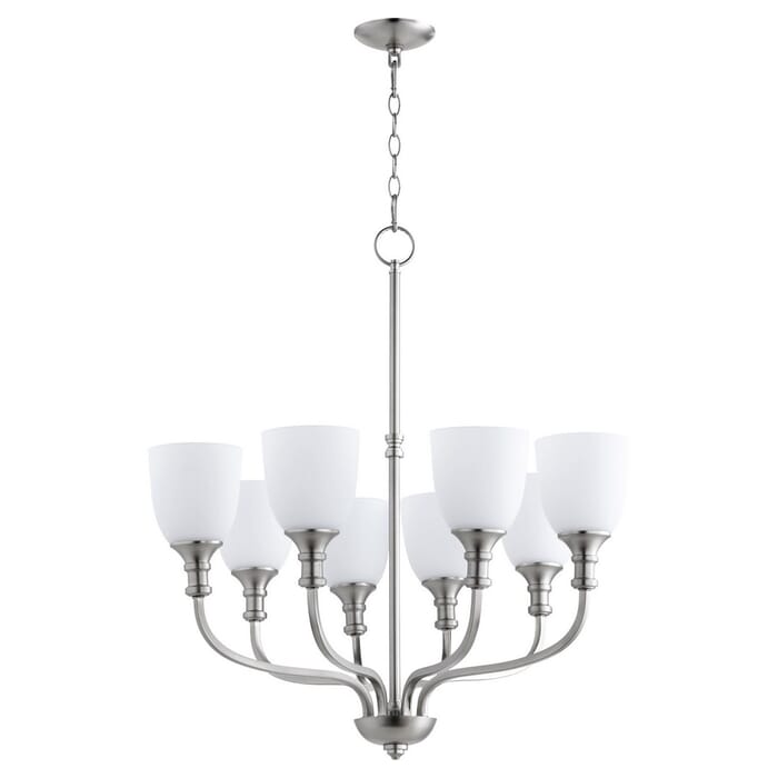 Quorum Richmond 8-Light Transitional Chandelier in Satin Nickel Quorum Richmond 8-Light Transitional Chandelier in Satin Nickel