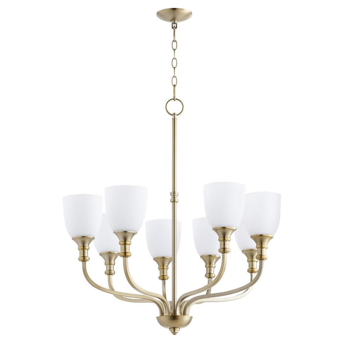 Quorum Richmond 8-Light Transitional Chandelier in Aged Brass Quorum Richmond 8-Light Transitional Chandelier in Aged Brass