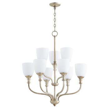 Quorum Richmond 9-Light Transitional Chandelier in Aged Silver Leaf