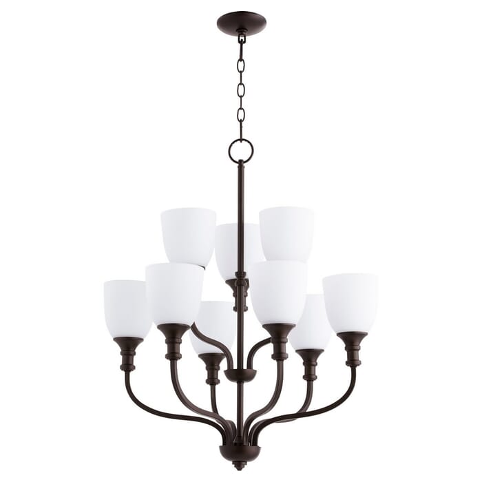 Quorum Richmond 9-Light Transitional Chandelier in Oiled Bronze Quorum Richmond 9-Light Transitional Chandelier in Oiled Bronze