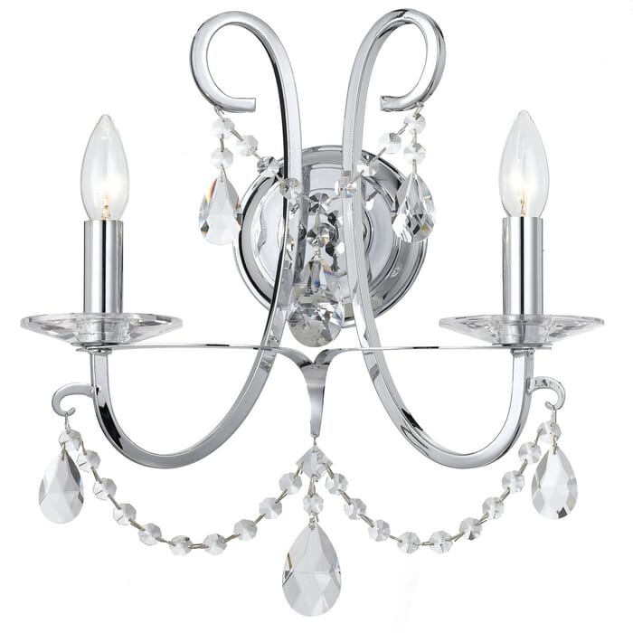 Crystorama Othello 2-Light 16" Wall Sconce in Polished Chrome with Clear Swarovski Strass Crystals Crystorama Othello 2-Light 16" Wall Sconce in Polished Chrome with Clear Swarovski Strass Crystals