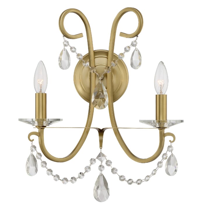 Crystorama Othello 2-Light Wall Sconce in Vibrant Gold with Hand Cut Crystal Crystals Crystorama Othello 2-Light Wall Sconce in Vibrant Gold with Hand Cut Crystal Crystals