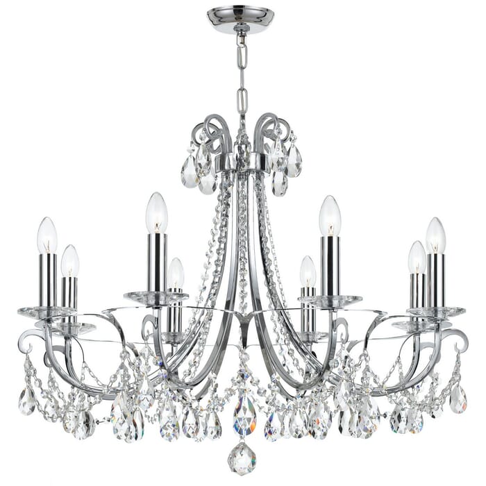 Crystorama Othello 8-Light 25" Transitional Chandelier in Polished Chrome with Clear Hand Cut Crystals Crystorama Othello 8-Light 25" Transitional Chandelier in Polished Chrome with Clear Hand Cut Crystals