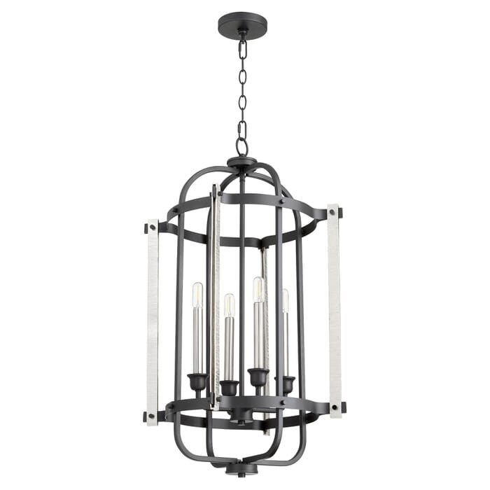 Quorum Transitional 4-Light 17" Foyer Light in Noir Quorum Transitional 4-Light 17" Foyer Light in Noir