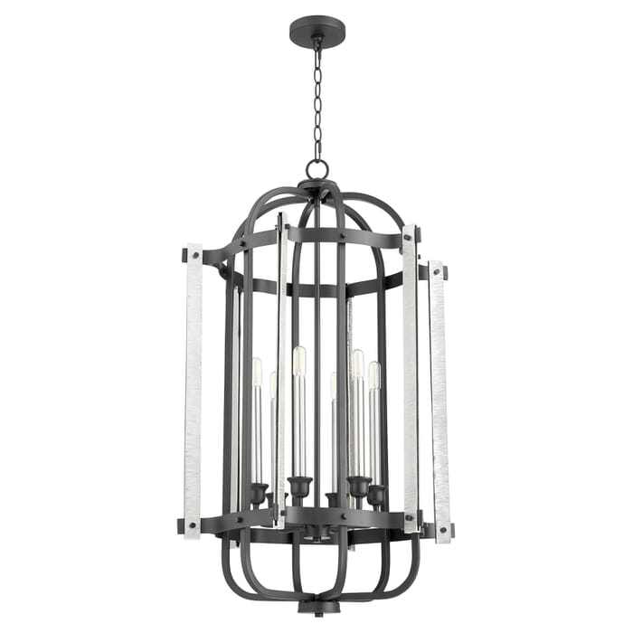 Quorum Transitional 6-Light 22" Foyer Light in Noir Quorum Transitional 6-Light 22" Foyer Light in Noir