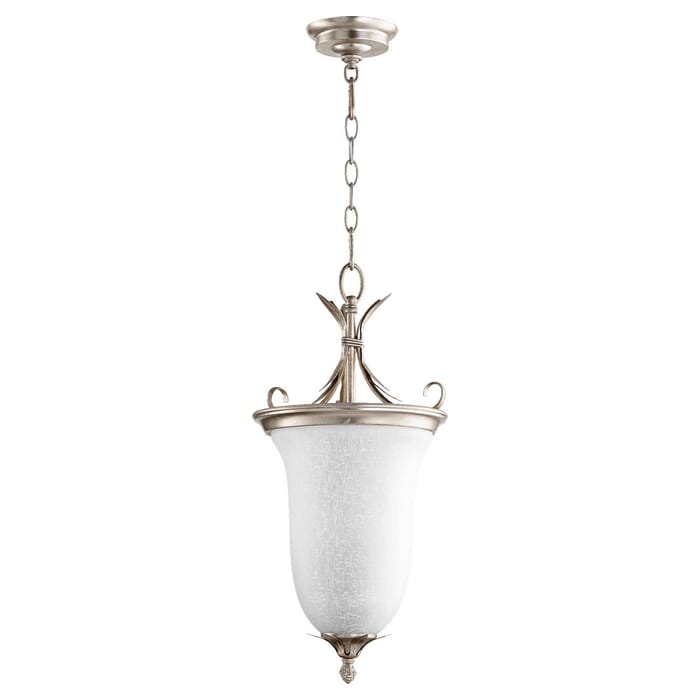 Quorum Flora 2-Light 11" Foyer Light in Aged Silver Leaf with White Linen Quorum Flora 2-Light 11" Foyer Light in Aged Silver Leaf with White Linen
