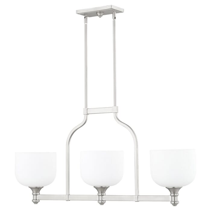 Quorum Richmond 3-Light Kitchen Island Light in Satin Nickel Quorum Richmond 3-Light Kitchen Island Light in Satin Nickel