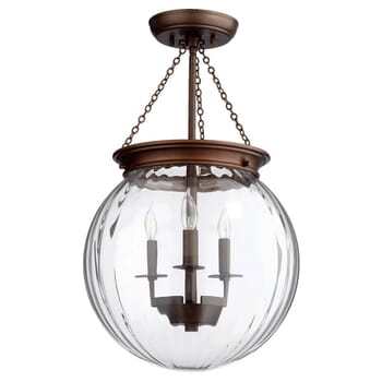 Quorum Transitional 3-Light 13" Pendant Light in Oiled Bronze with Clear