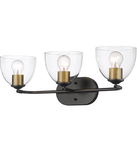 Golden Roxie 3-Light Bathroom Vanity Light in Matte Black