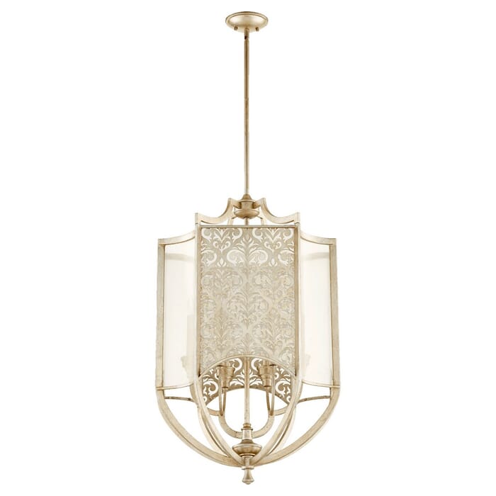 Quorum Bastille 6-Light 22" Foyer Light in Aged Silver Leaf Quorum Bastille 6-Light 22" Foyer Light in Aged Silver Leaf