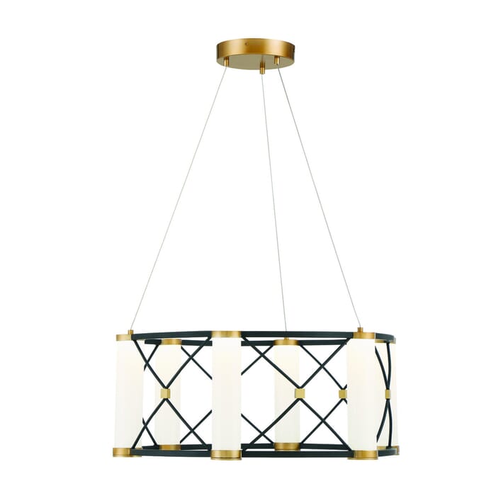 Savoy House Aries 6-Light LED Pendant in Matte Black with Burnished Brass Accents Savoy House Aries 6-Light LED Pendant in Matte Black with Burnished Brass Accents