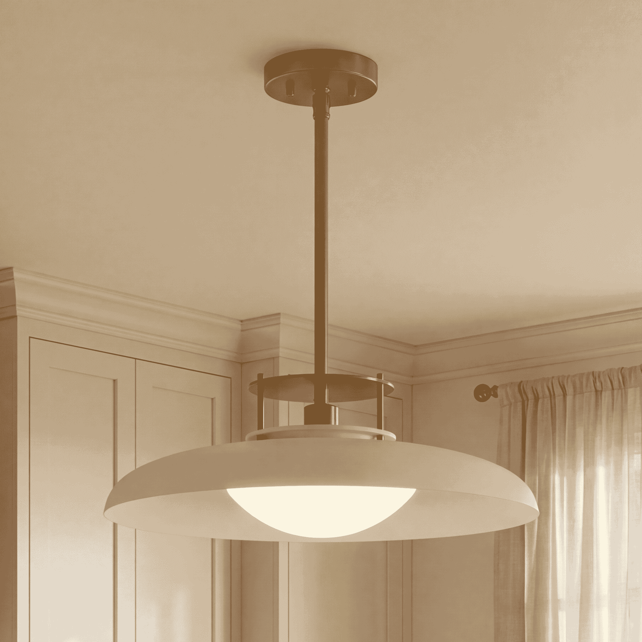 Gavin 1-Light Pendant in White with Warm Brass Accents