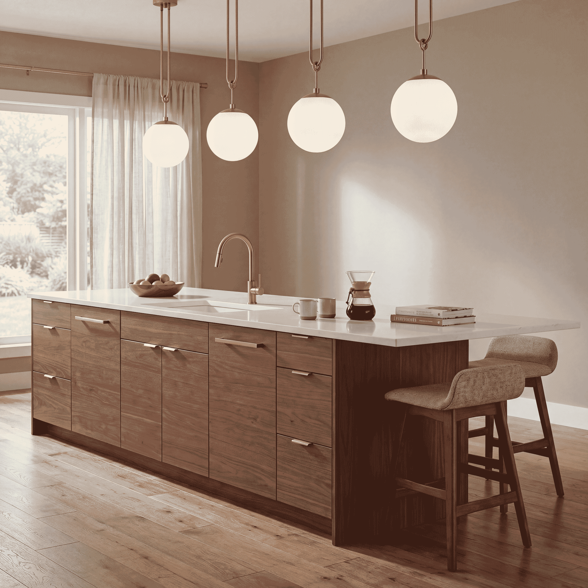 Becker Pendant Light - Mid-Century Elegance in Warm Brass