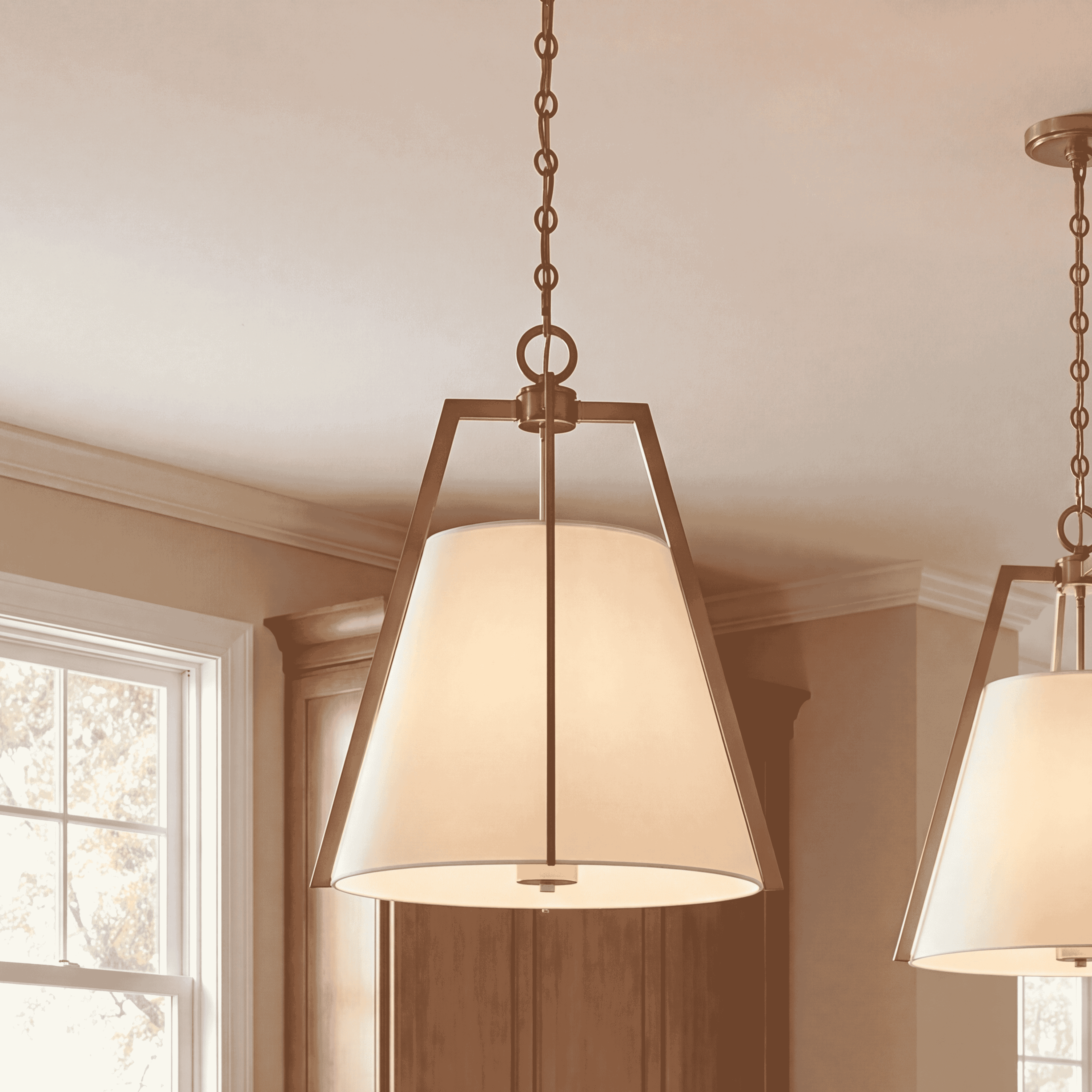 Elegantly Tailored Mansfield Pendant in Warm Brass
